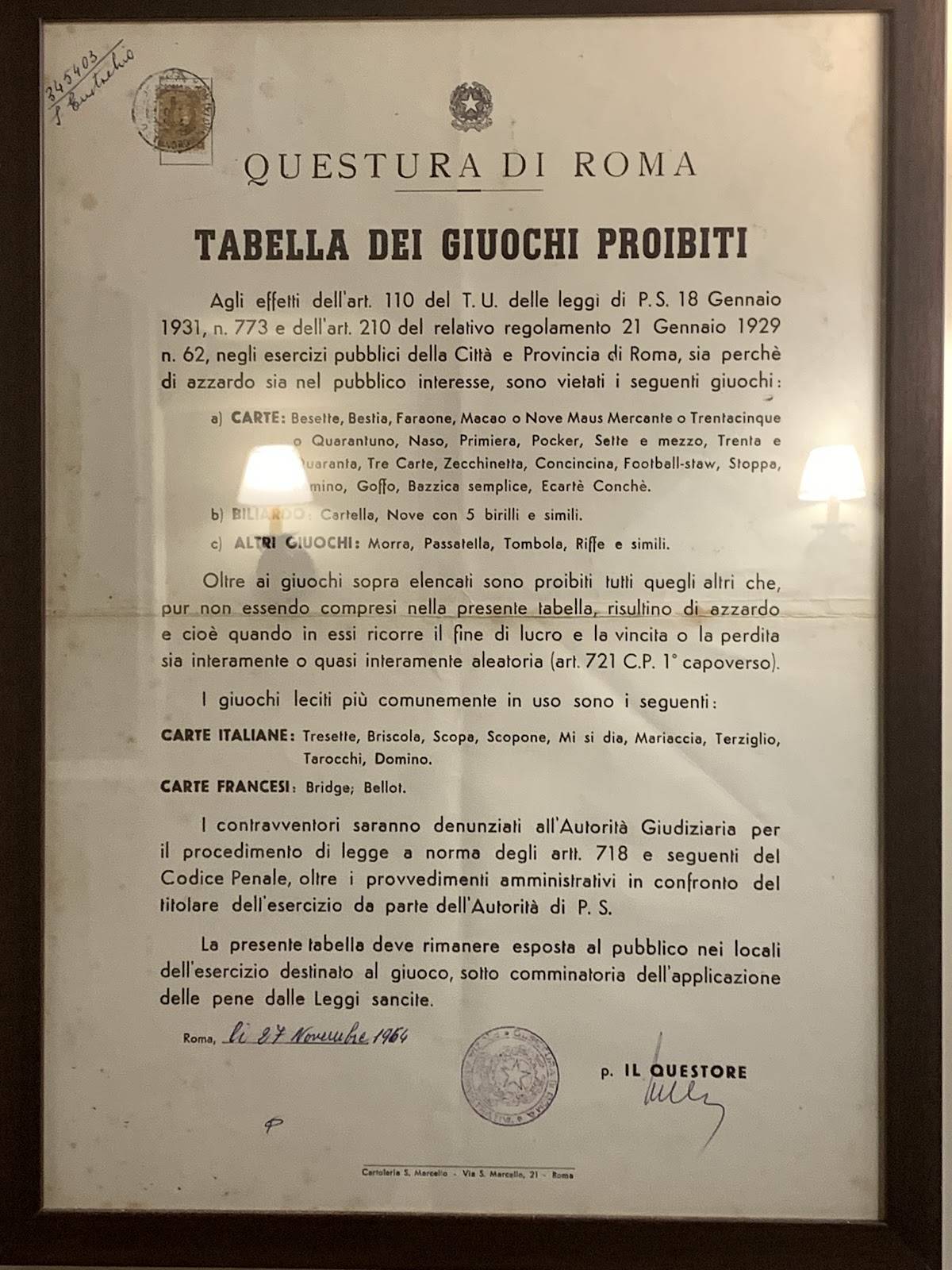 Menu di Hostaria Farnese 