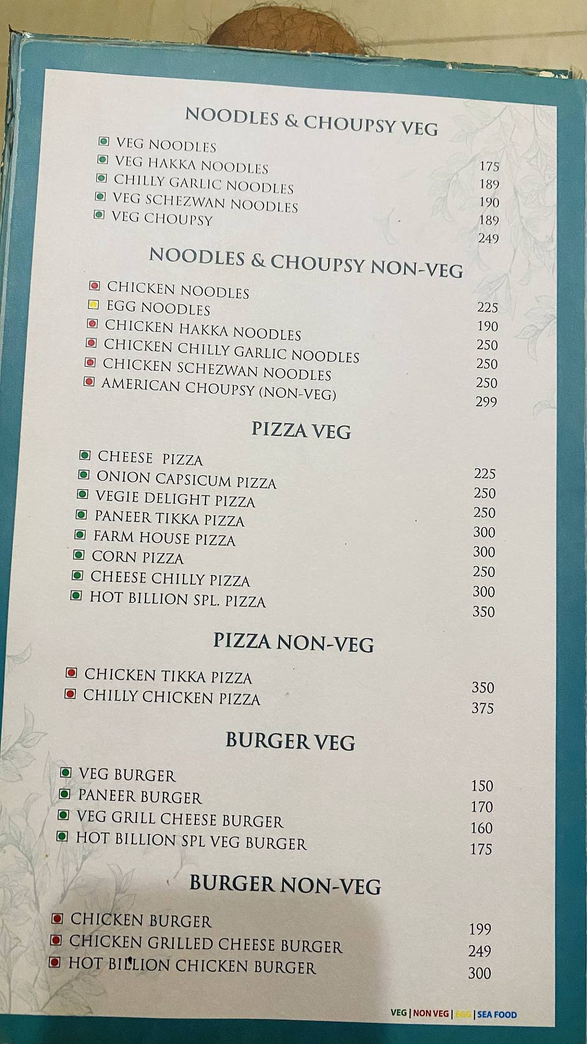 Hot Billions menu