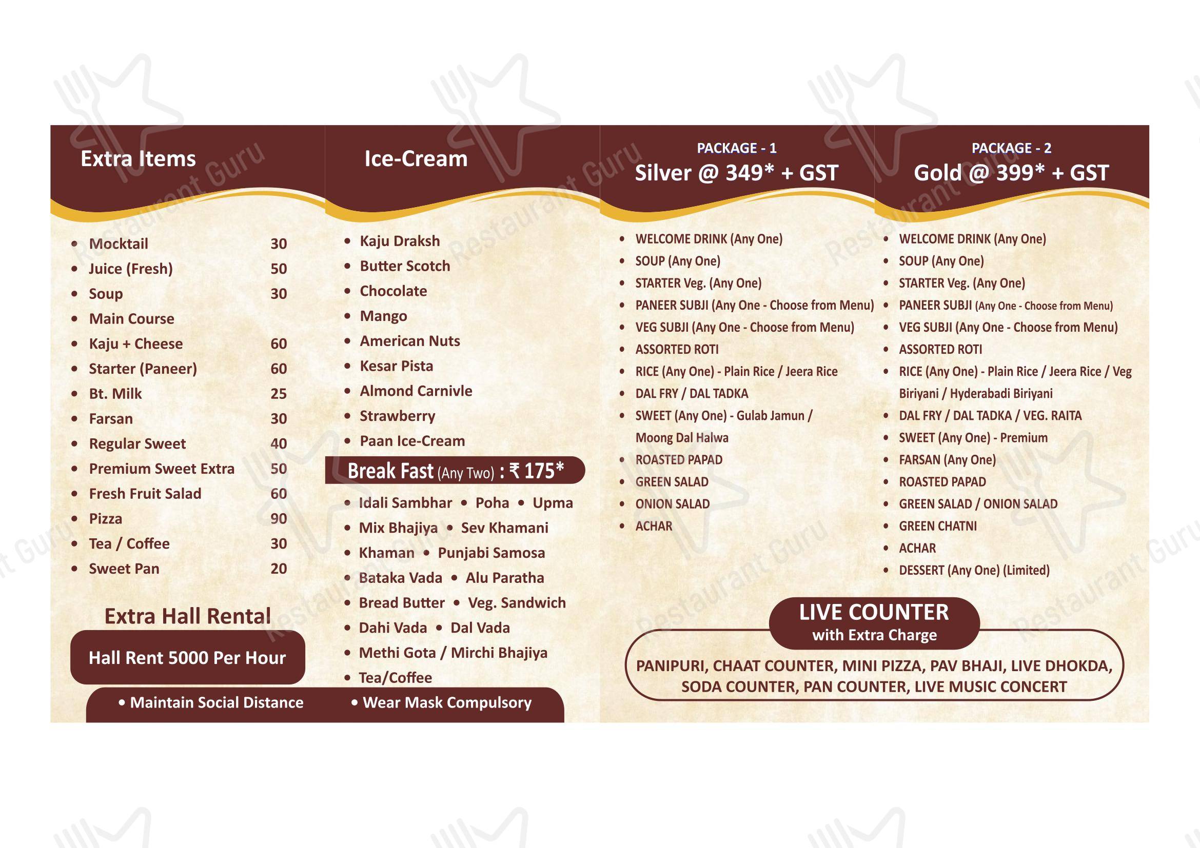 Menu bar for HOTEL DARSHAN INN in Anand