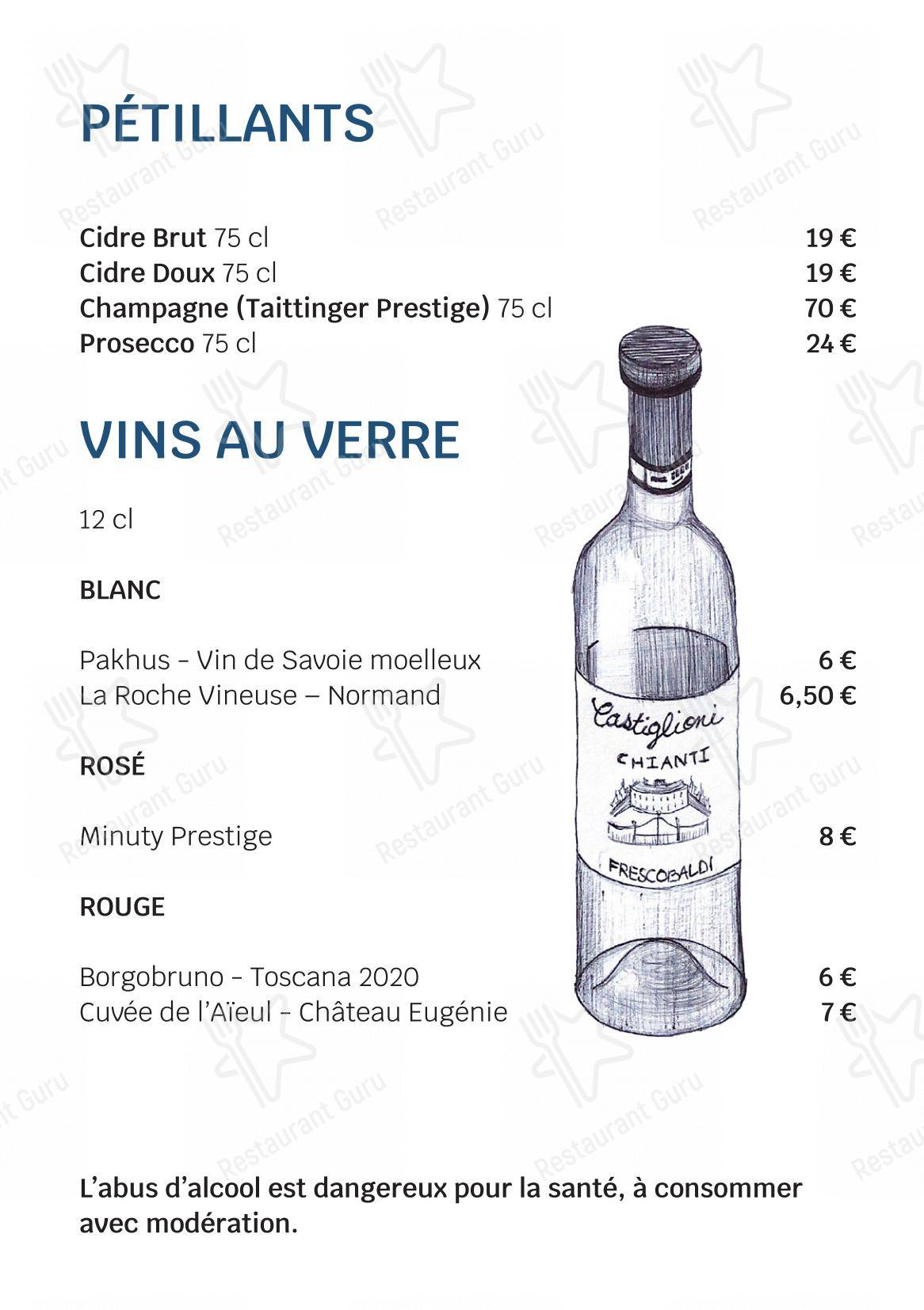 Menu pour Hôtel Edelweiss dans Samoëns