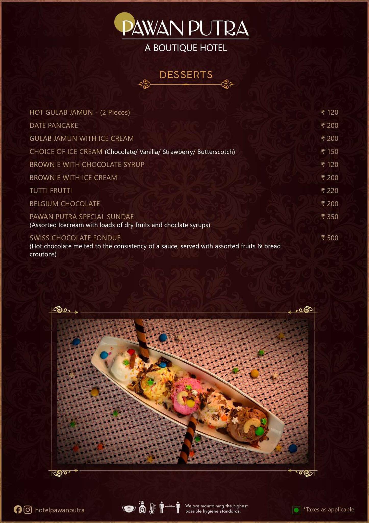 Hotel Pawan Putra menu