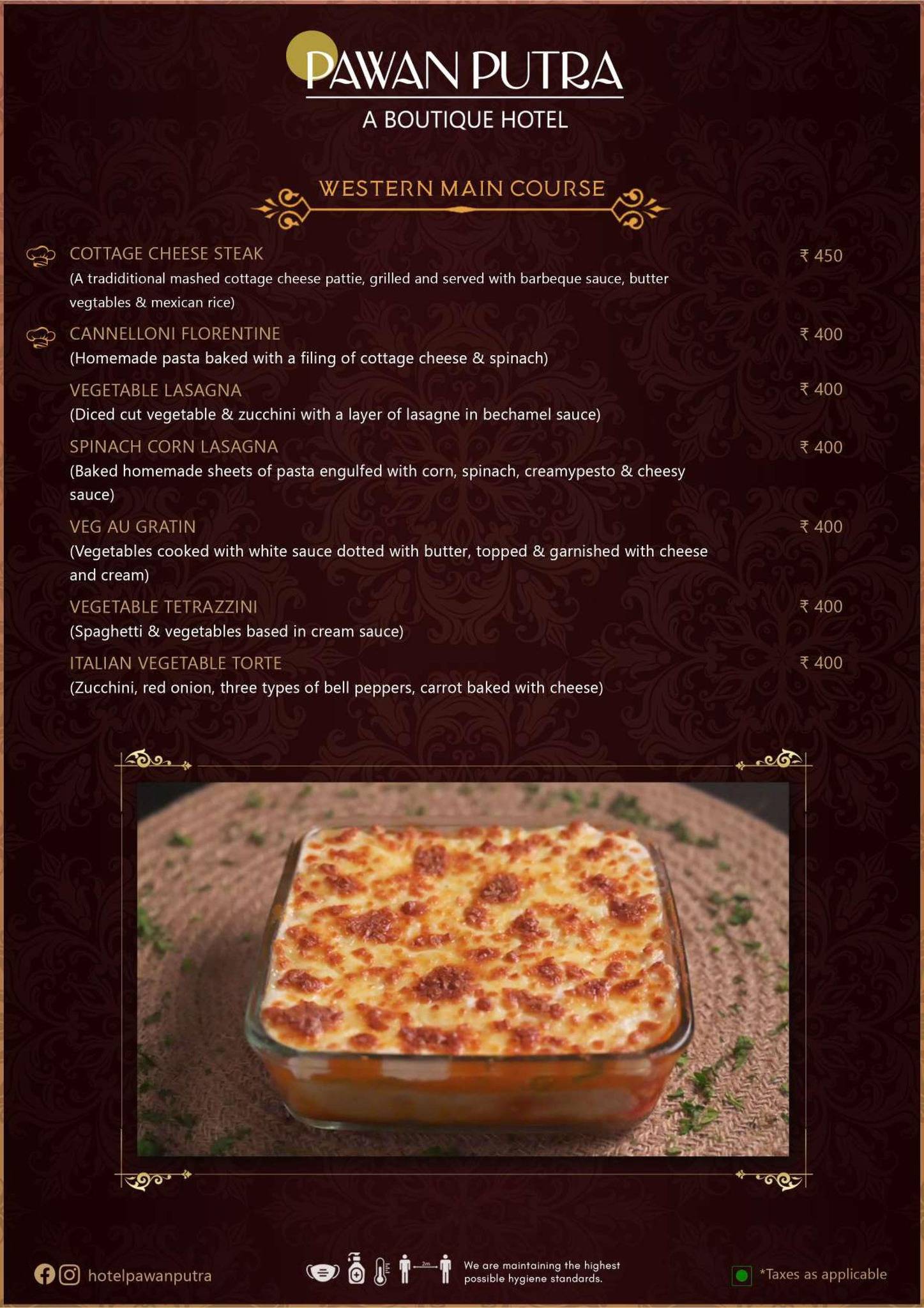 Hotel Pawan Putra menu