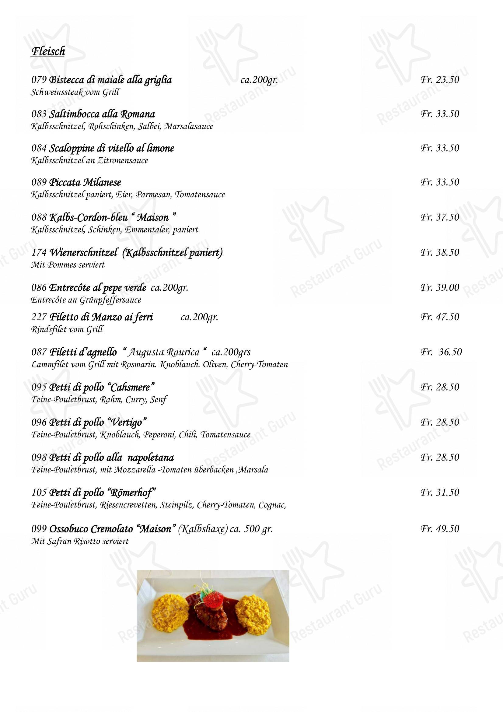 Menu per Römerhof Augst pizzeria