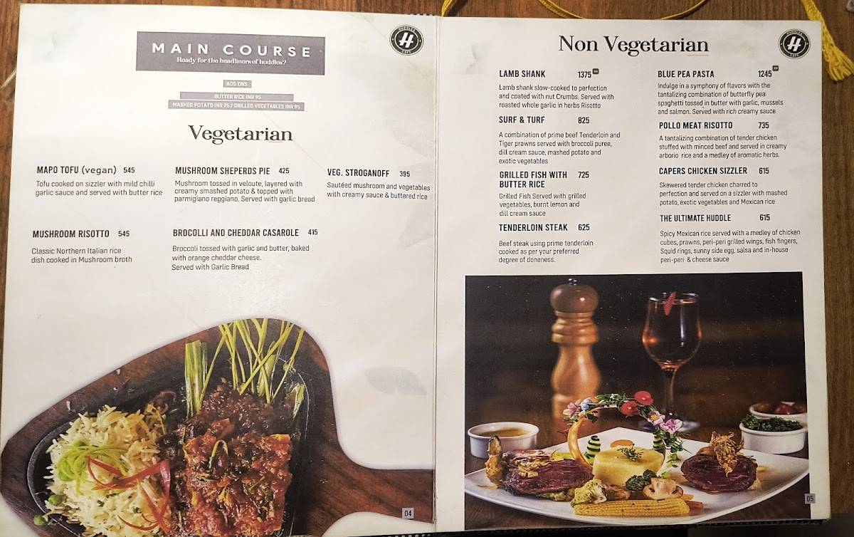 Huddles Cafe menu