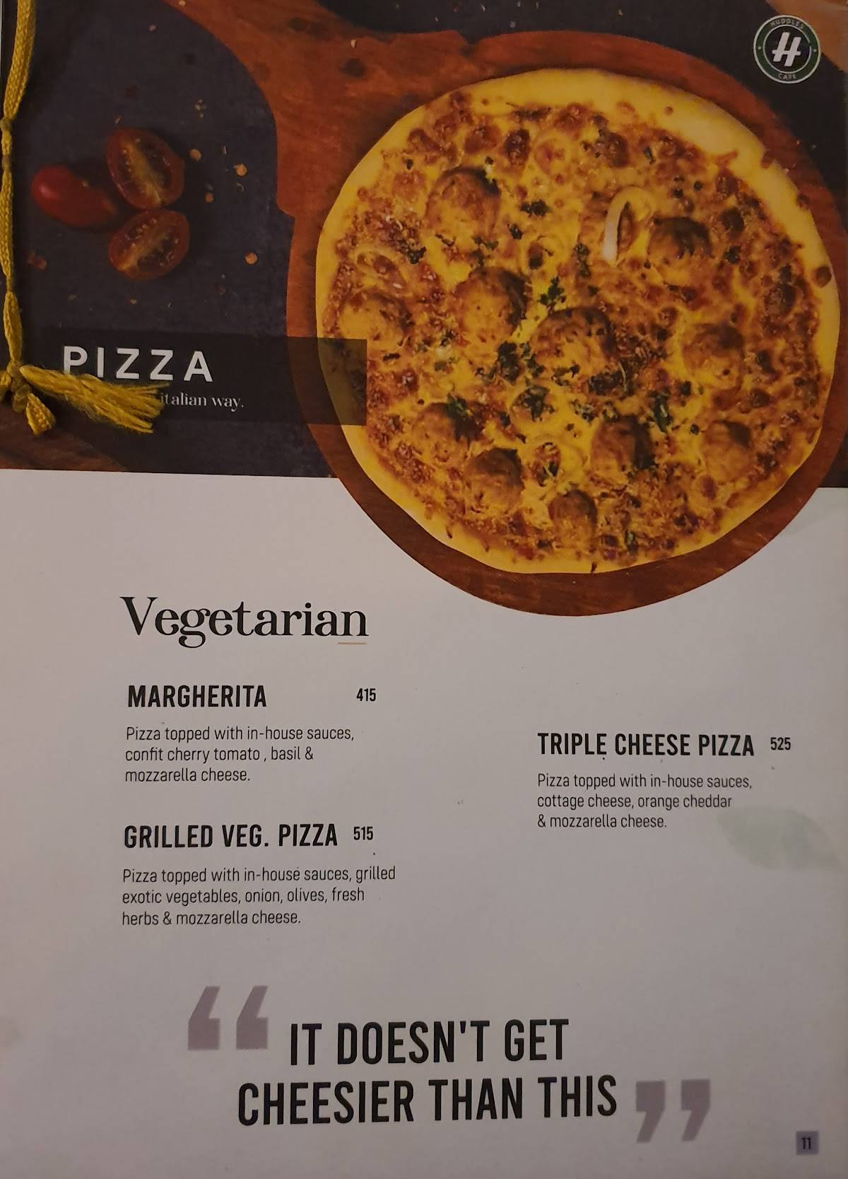 Huddles Cafe menu