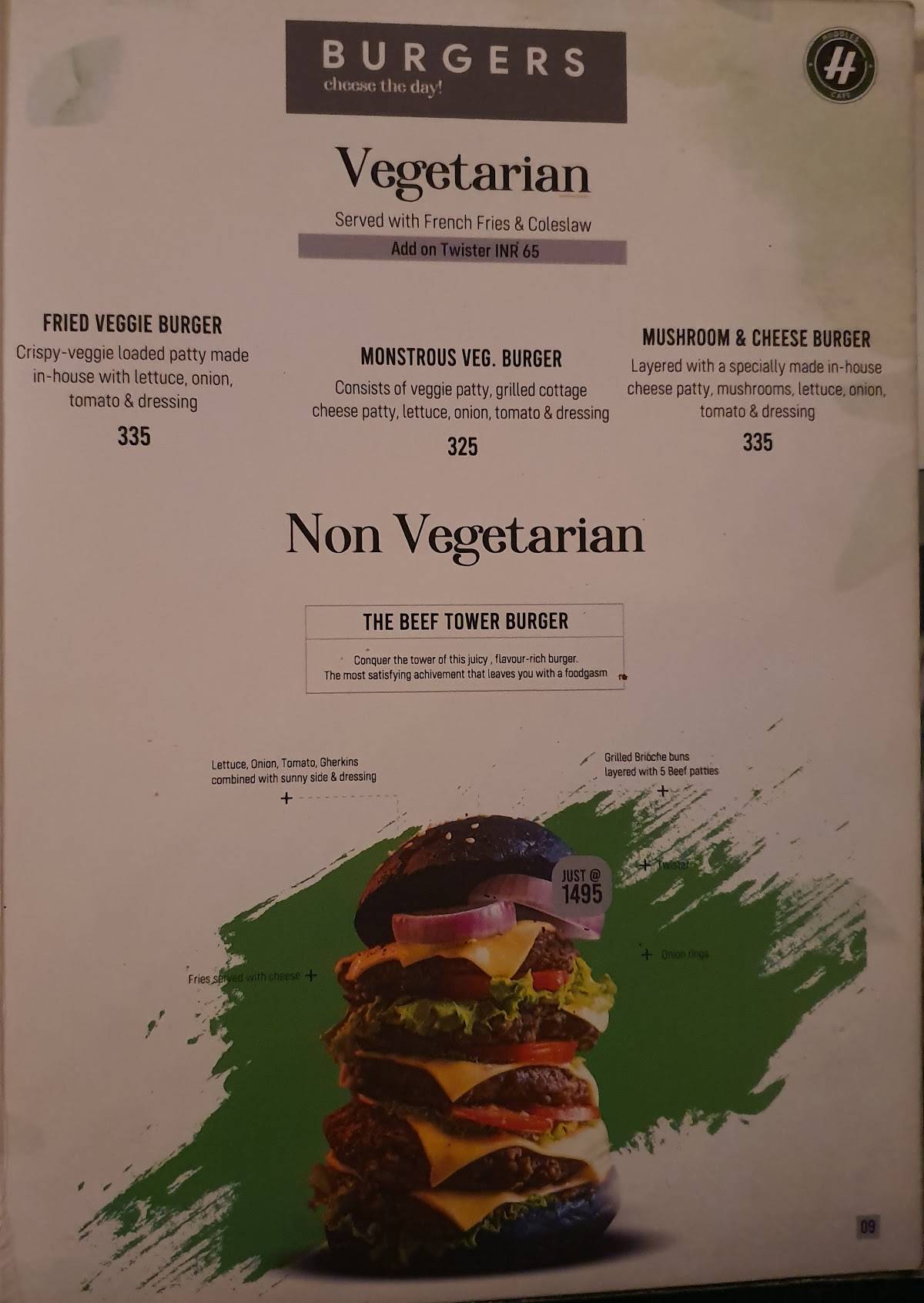 Huddles Cafe menu