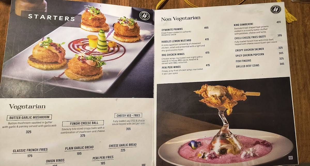 Huddles Cafe menu