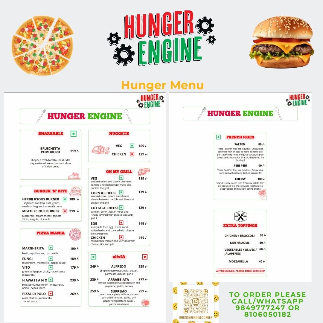 Hunger Engine Corner Cafê menu