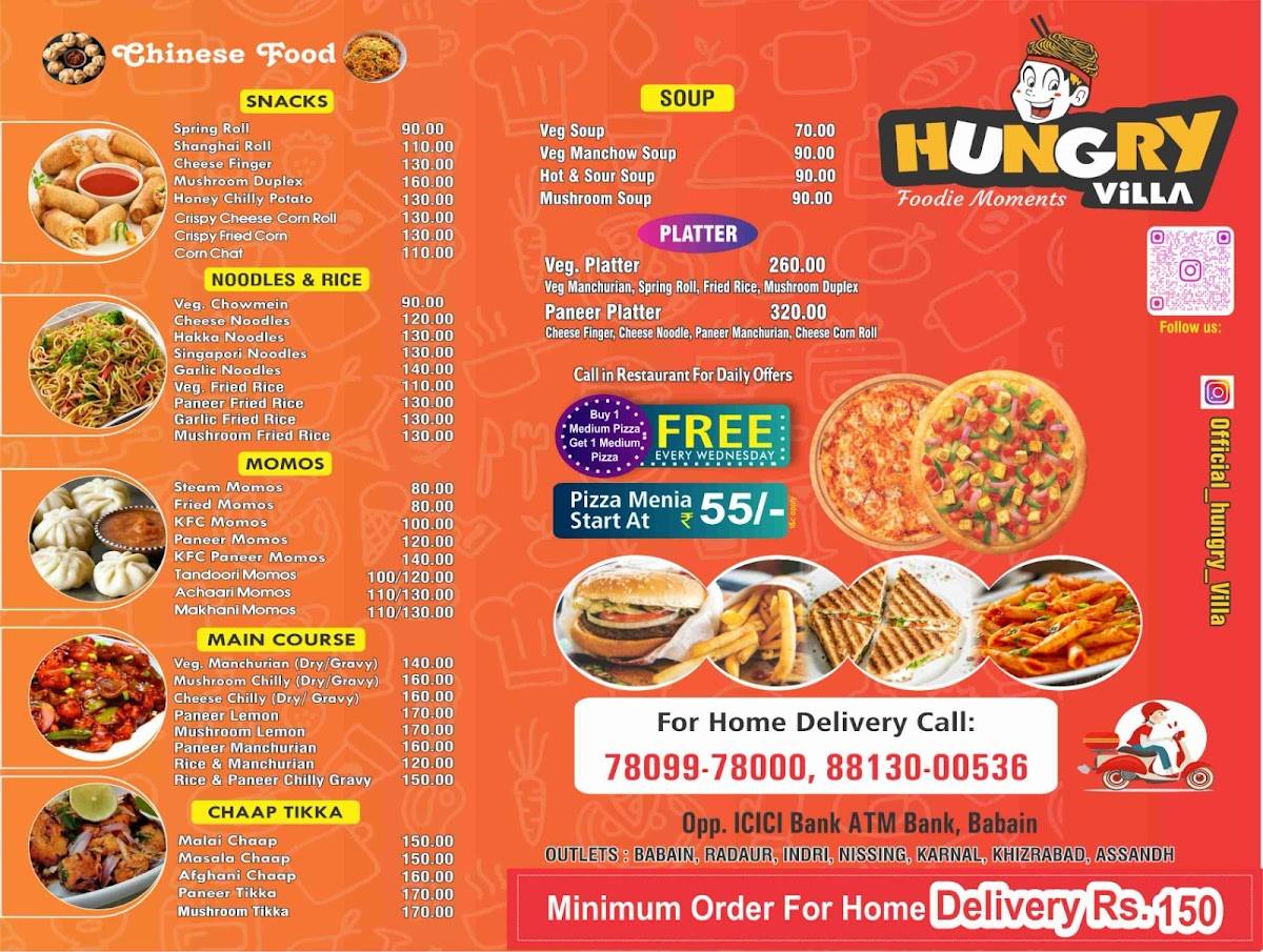 Hungry Villa Babain menu