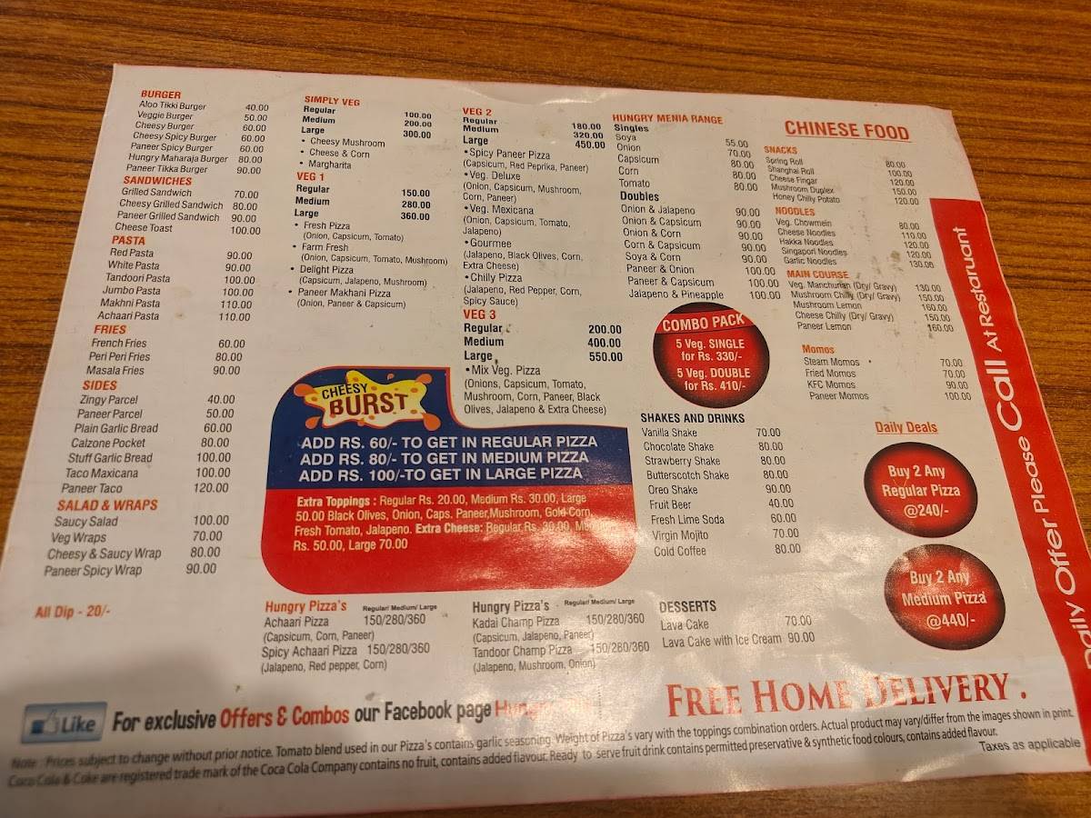 Hungry Villa Radaur menu