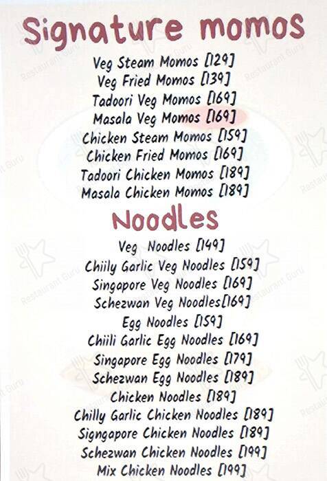 Hungrys Nights menu