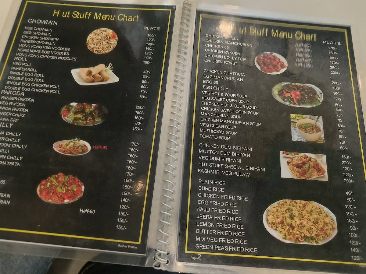 Hut Stuff menu