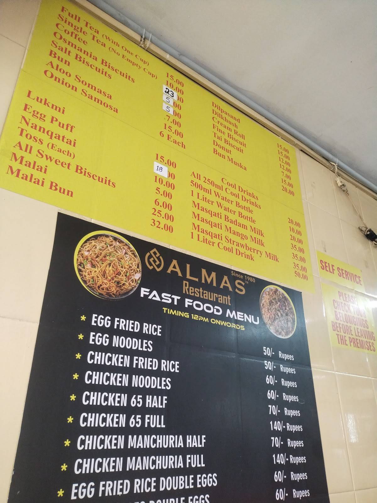 Almas Restaurant & Bakery menu