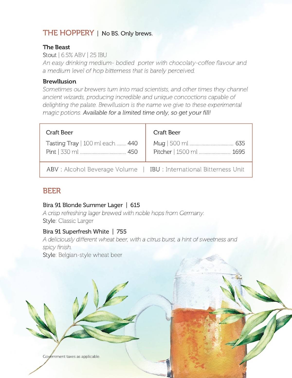 Olive Bistro & Bar menu