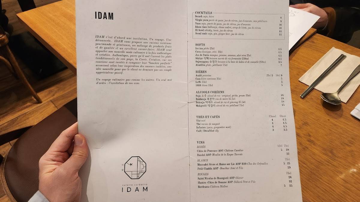 Menu de IDAM_Cuisine Coréenne