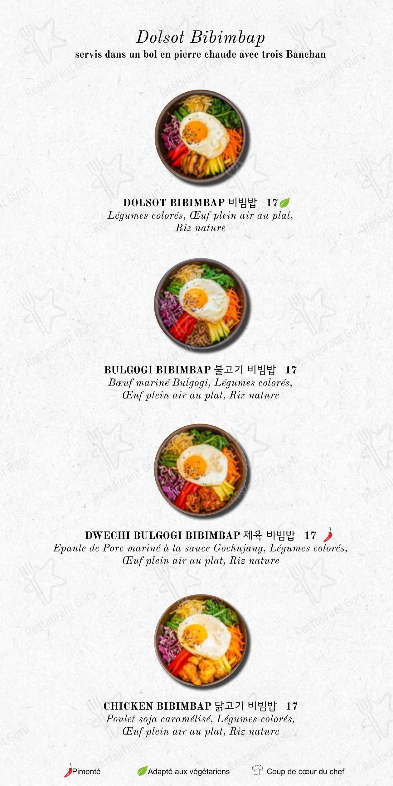 Menu pour IDAM_Cuisine Coréenne - Menu