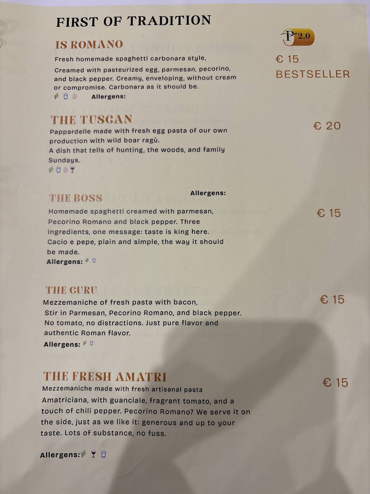 Menu de IL Pacchero 2.0