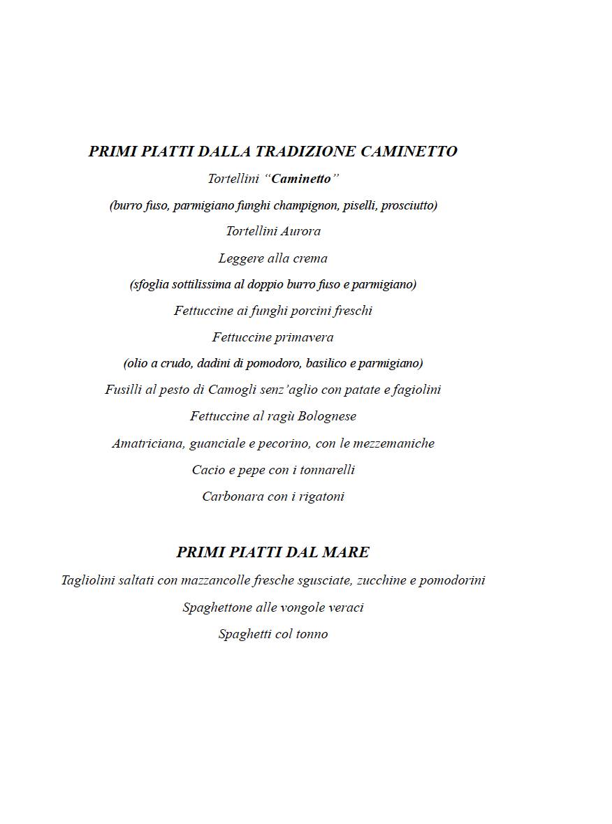 Menu di Ristorante Il Caminetto 