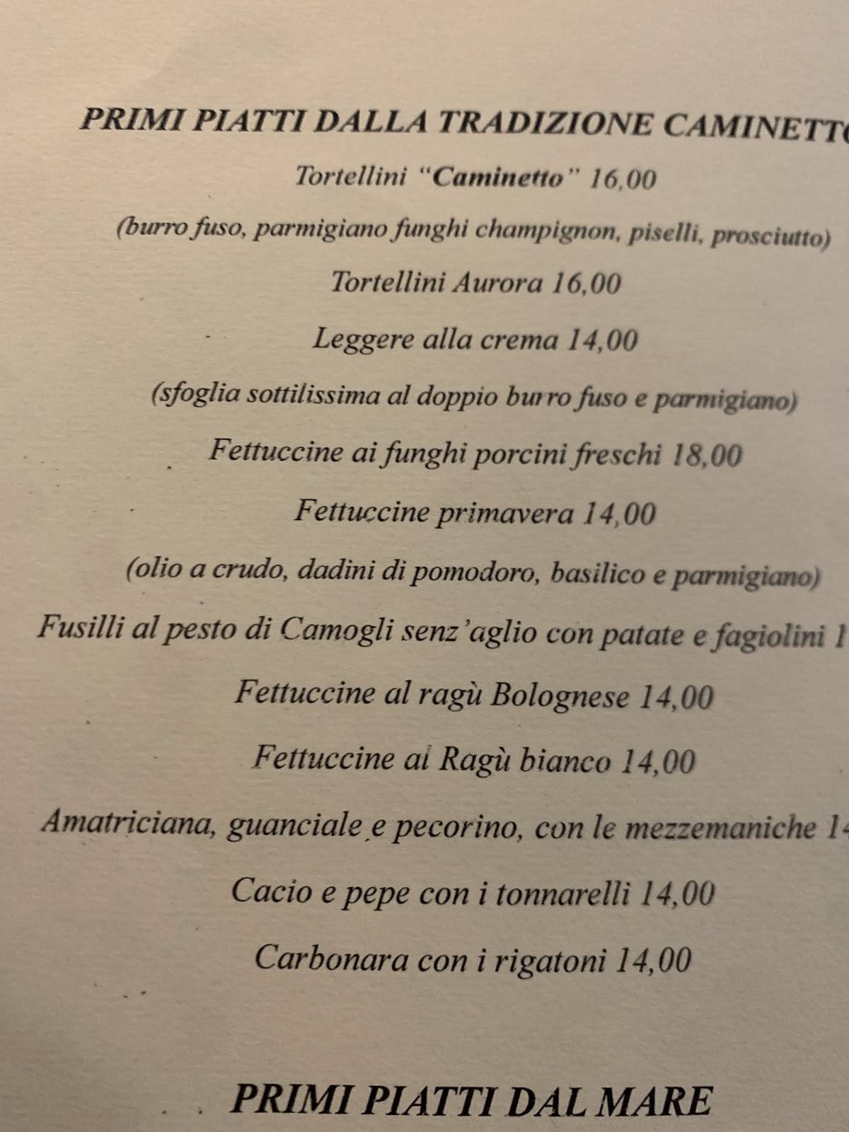 Menu di Ristorante Il Caminetto 