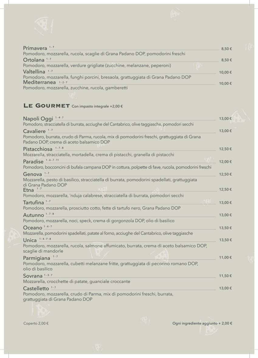 Menu di Il Cavaliere - Pizzeria con Cucina 