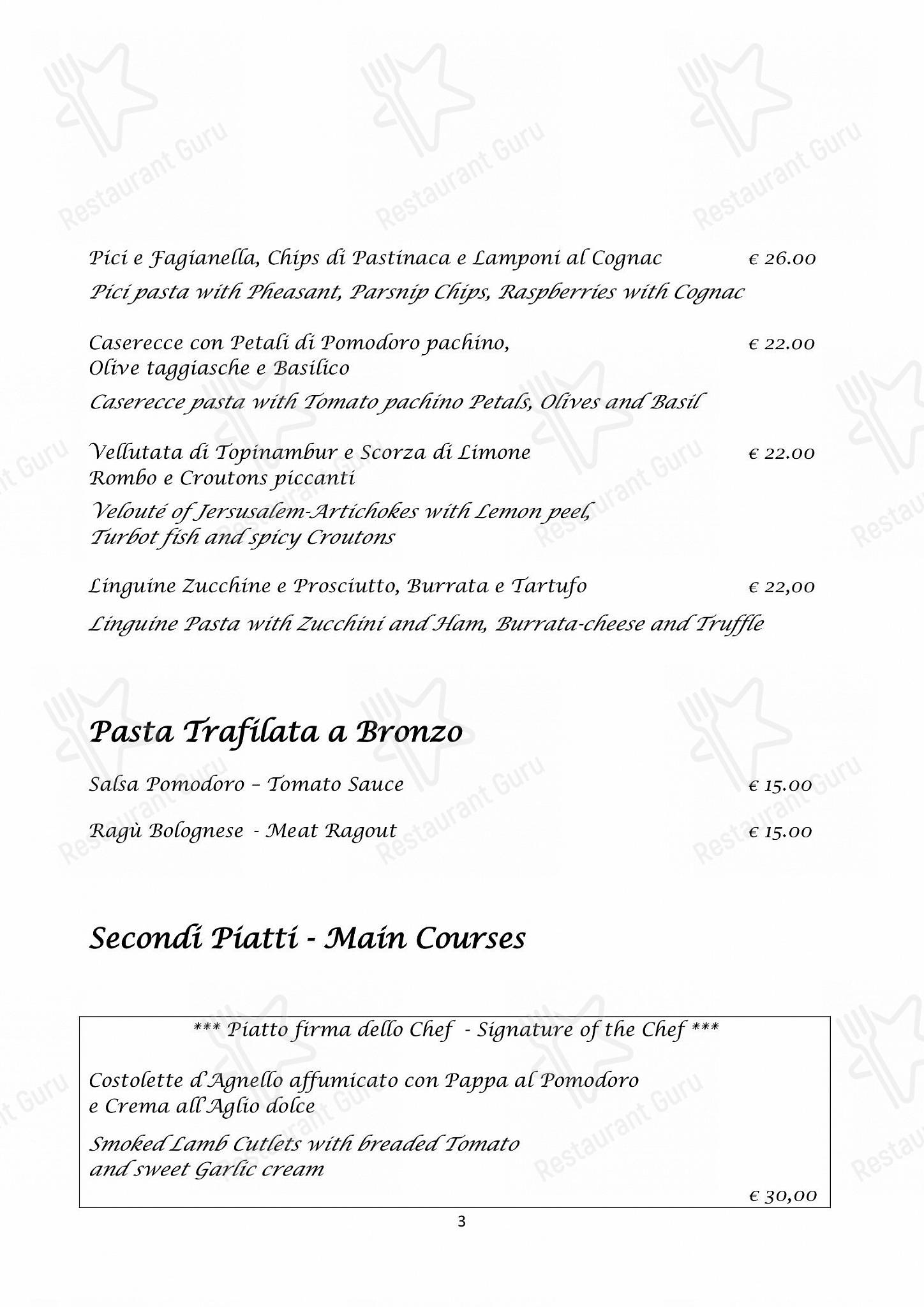 Menu di Il Conventino di Villa Tolomei a Marignolle - Lunch Menu