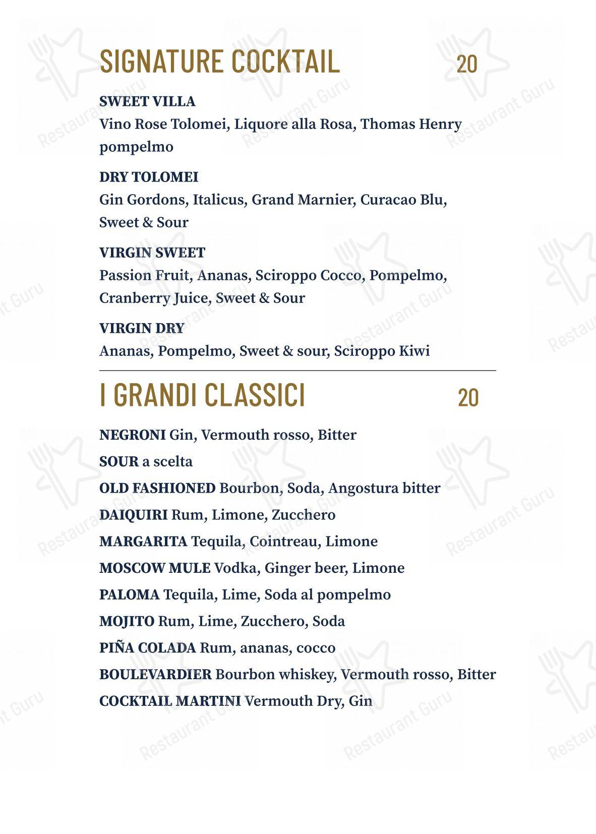 Menu di Il Conventino di Villa Tolomei a Marignolle - Основное меню