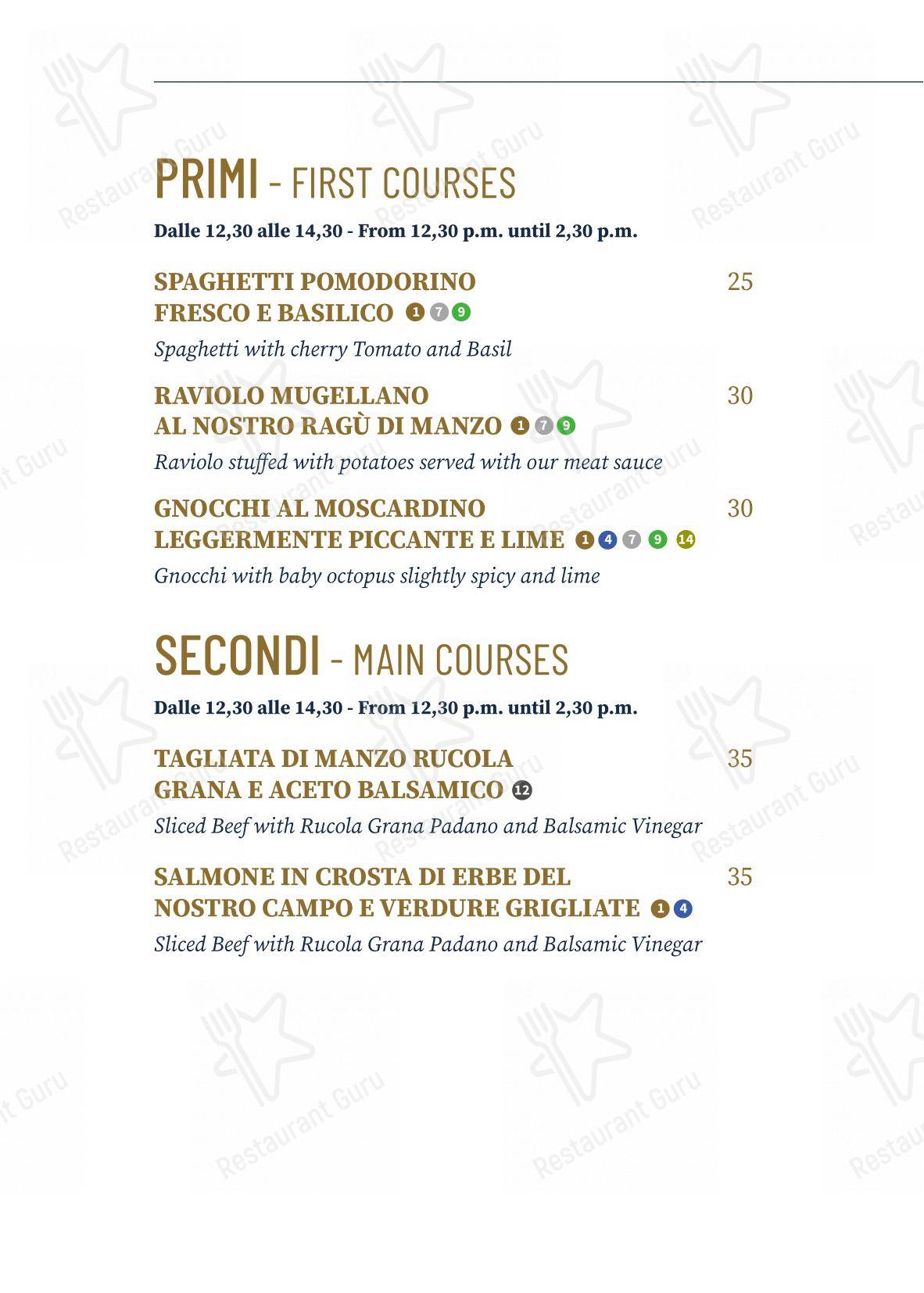 Il Conventino di Villa Tolomei a Marignolle in Firenze - Основное меню