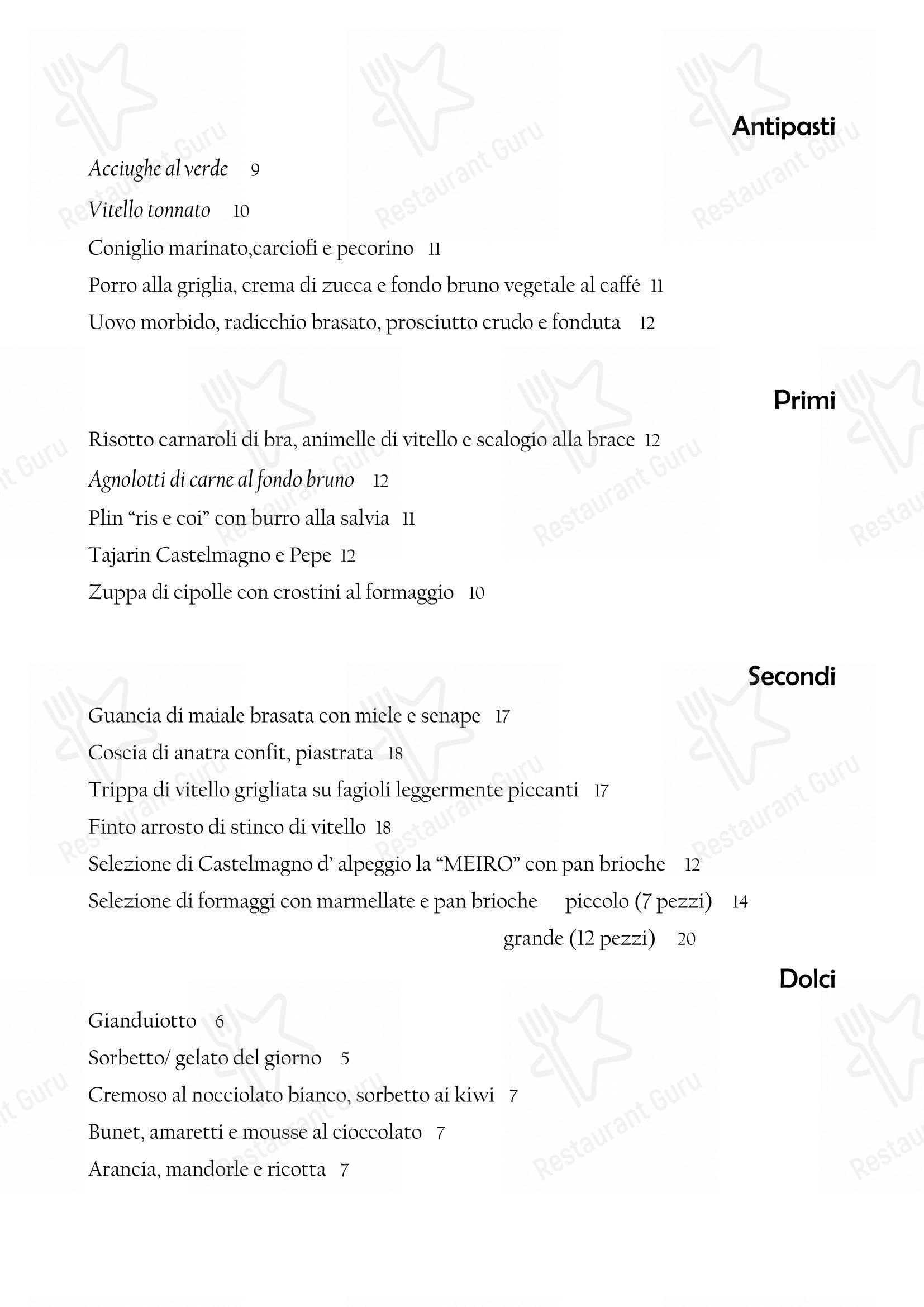 Il Nuovo Zuavo in Cuneo - Lunch Menu