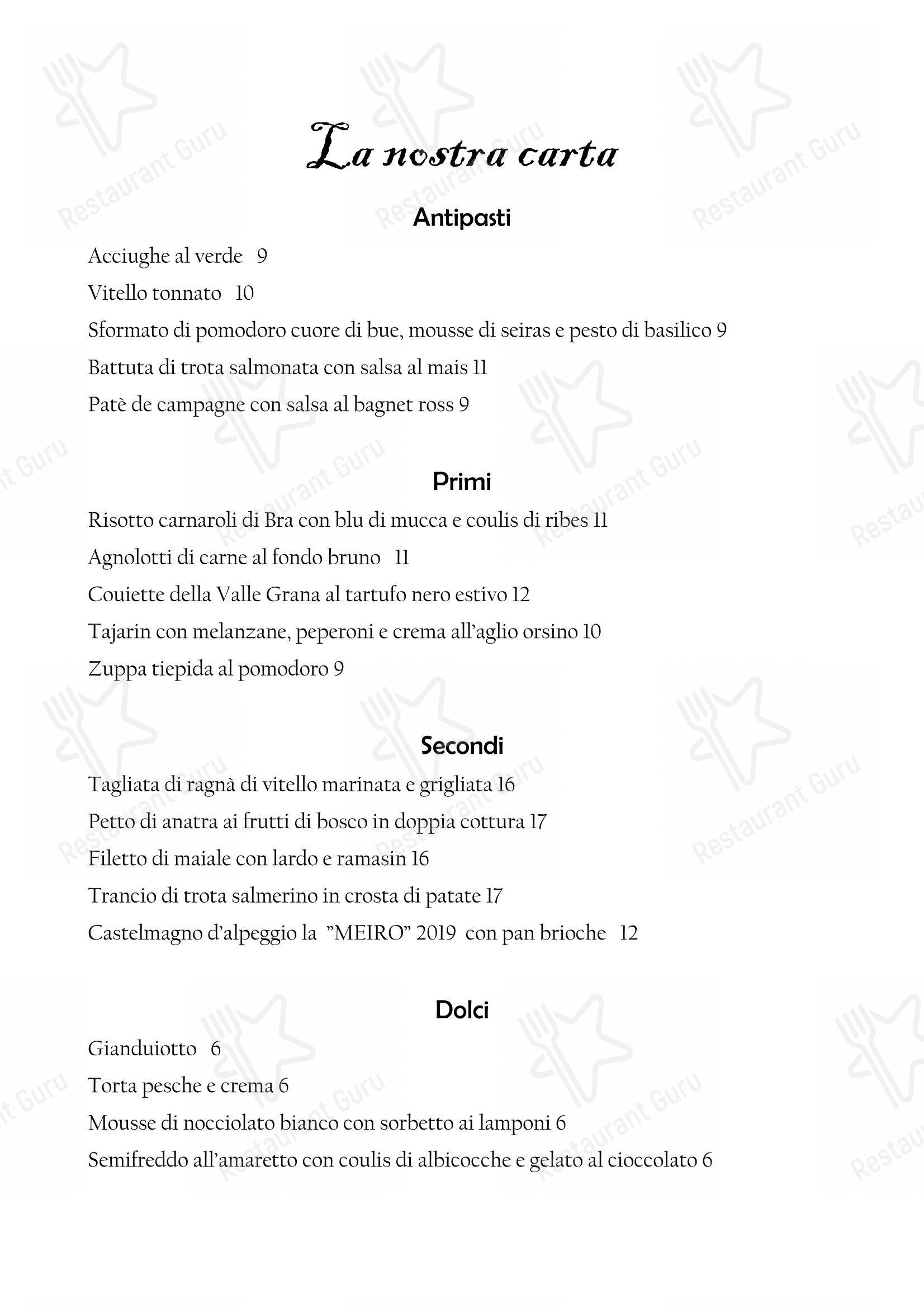Buffet Menu per Il Nuovo Zuavo ristorante