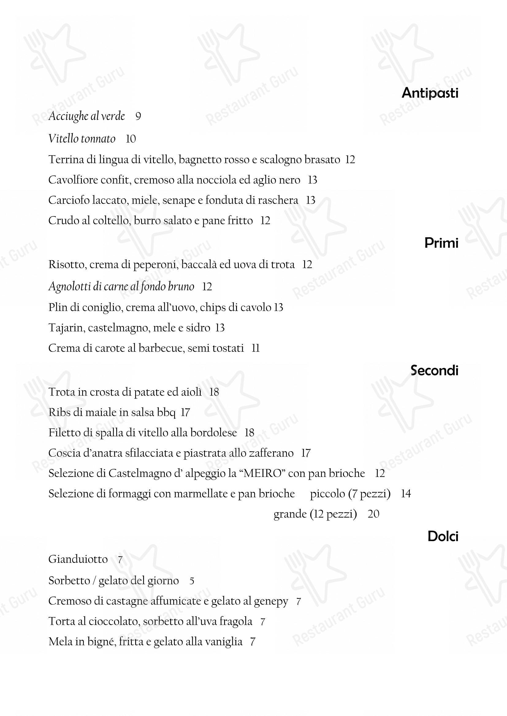 Основное меню per Il Nuovo Zuavo ristorante