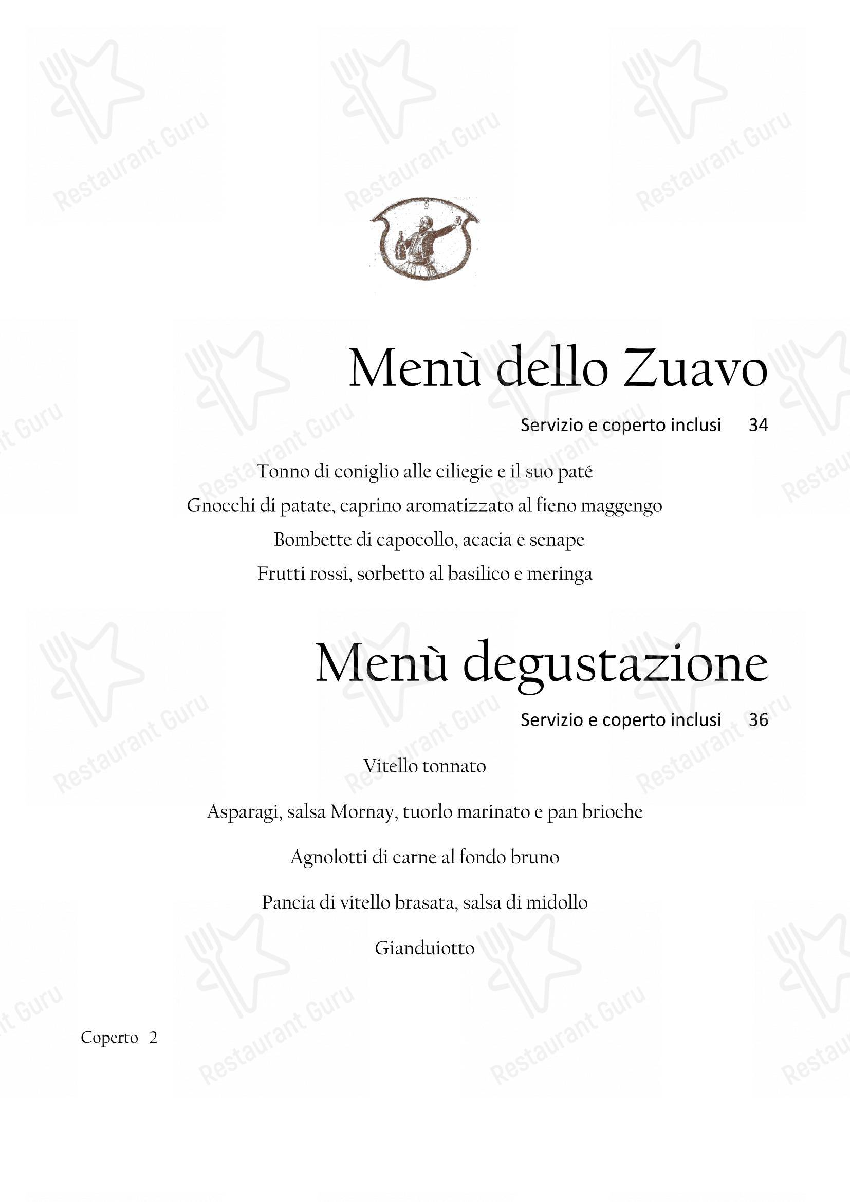 Menu bar per Il Nuovo Zuavo in Cuneo