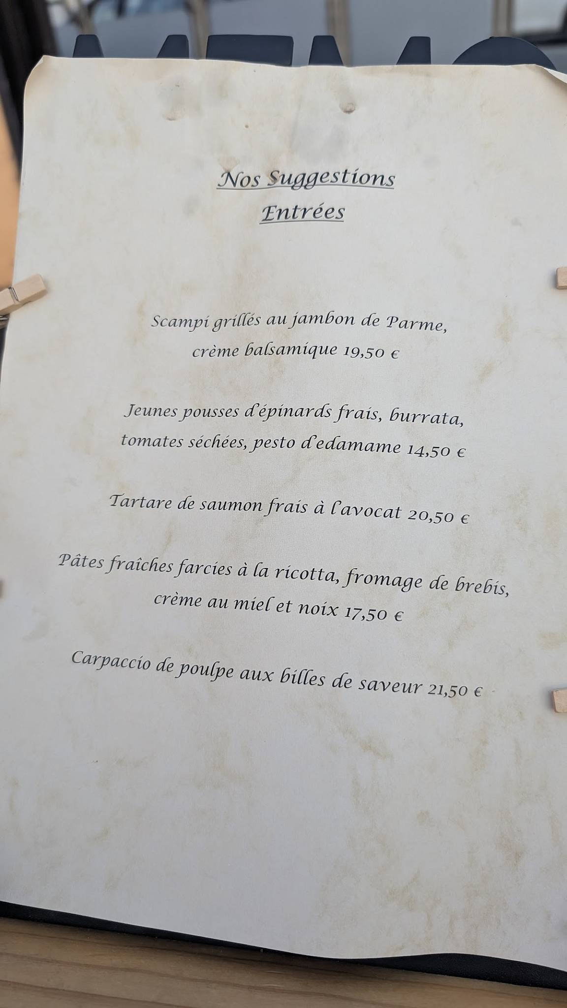 Menu de Il Rifugio