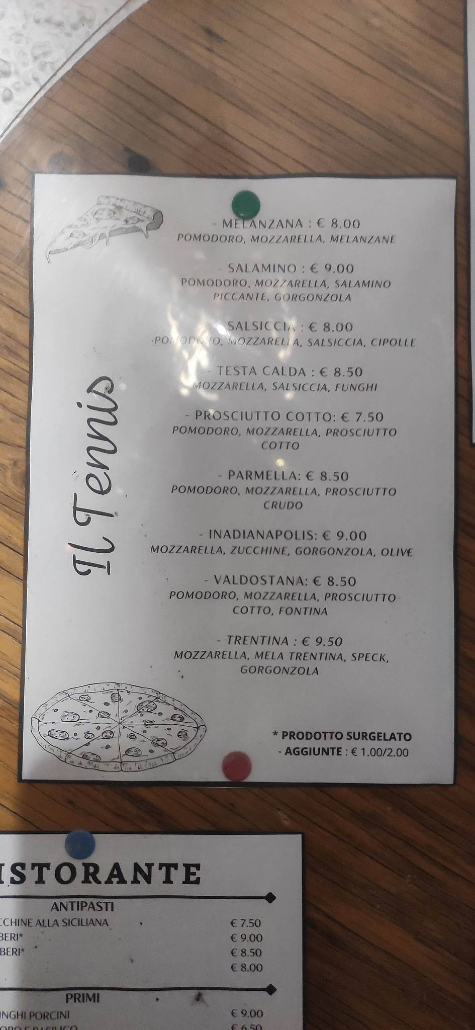 Menu di Il Tennis 