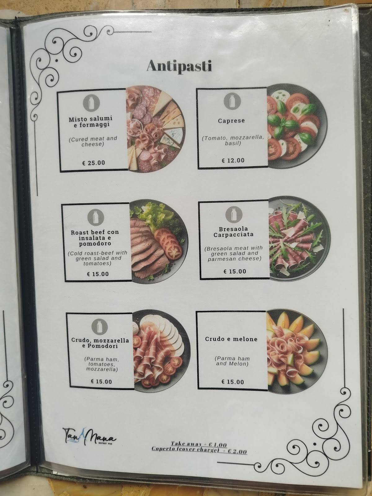 Menu di Il tanamana 
