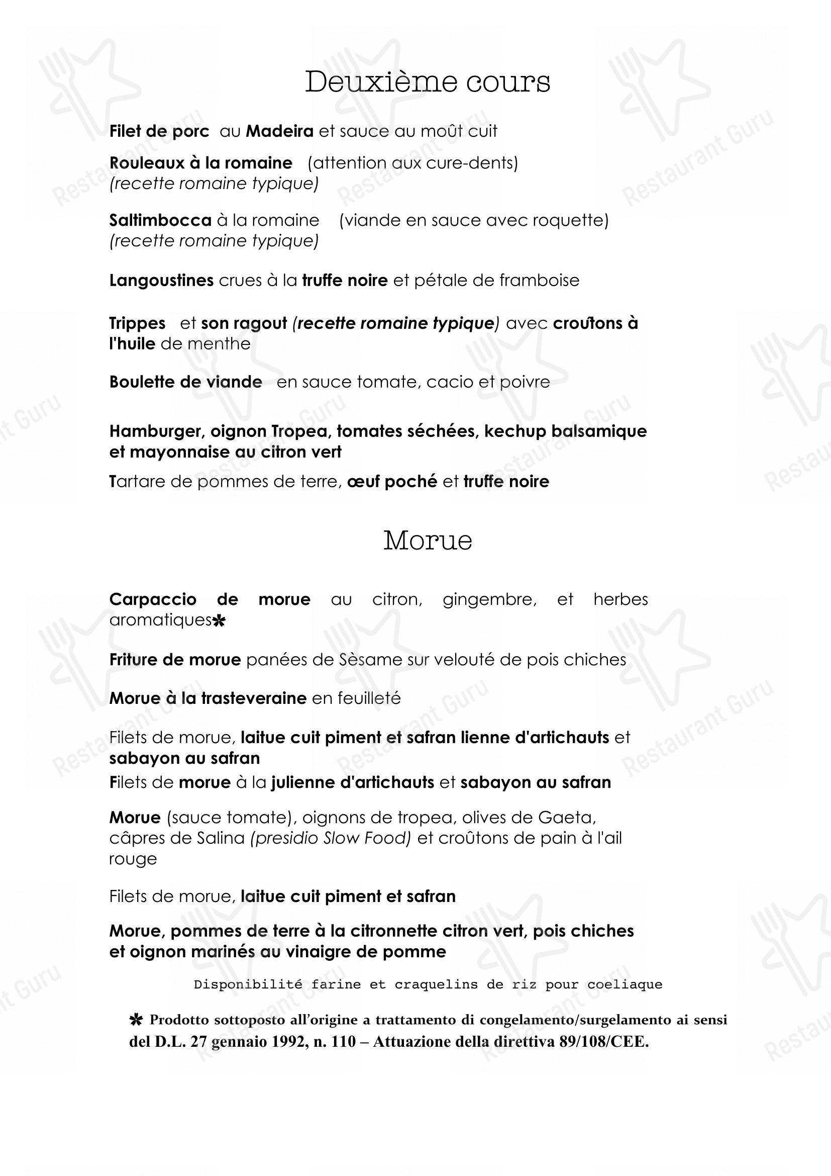 Menu per In Roma dal 1917 - Famous in the world for Carbonara in Roma