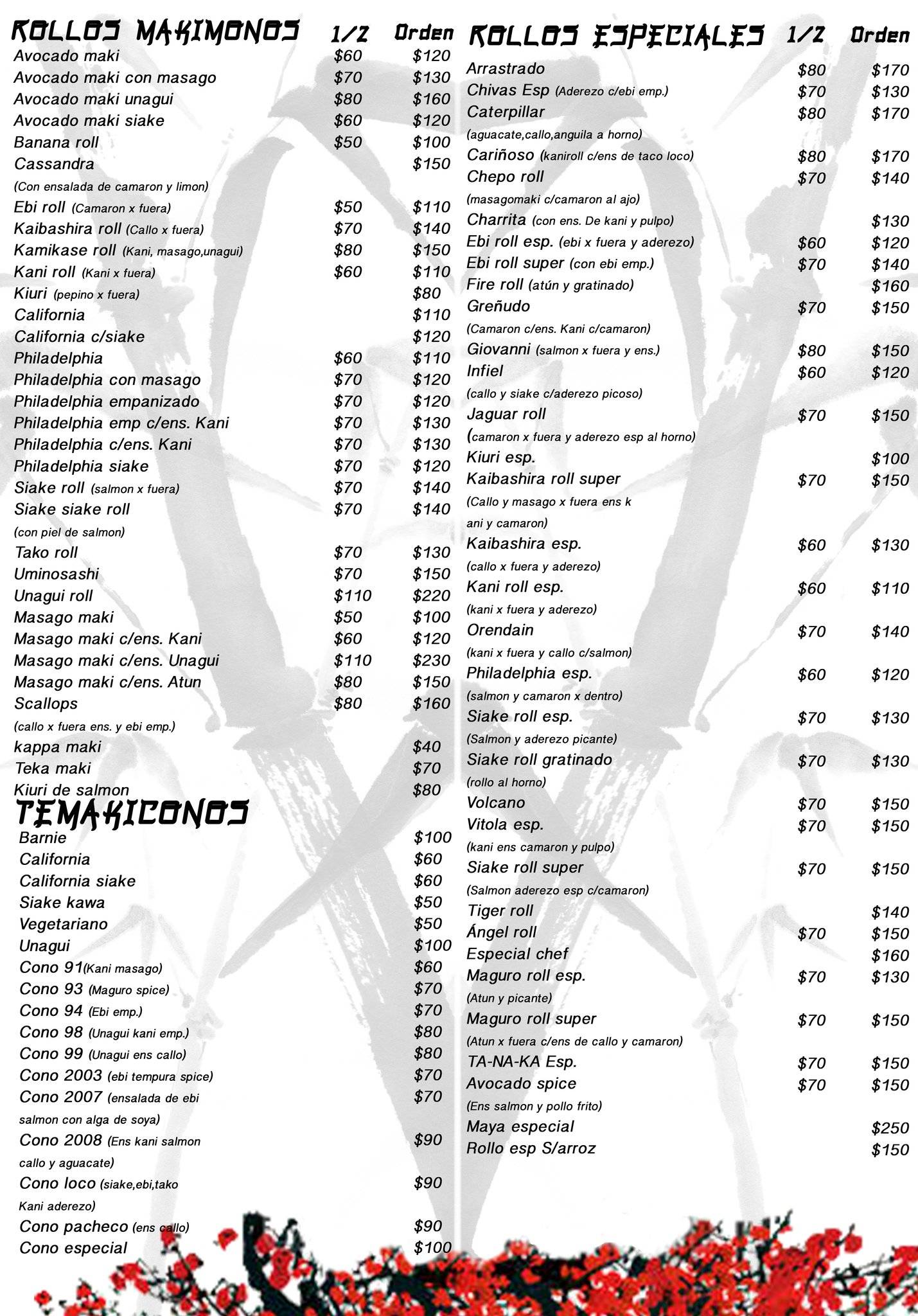 Carta del restaurante Inari Sushi to Go, Zapopan, Calzada Central 19
