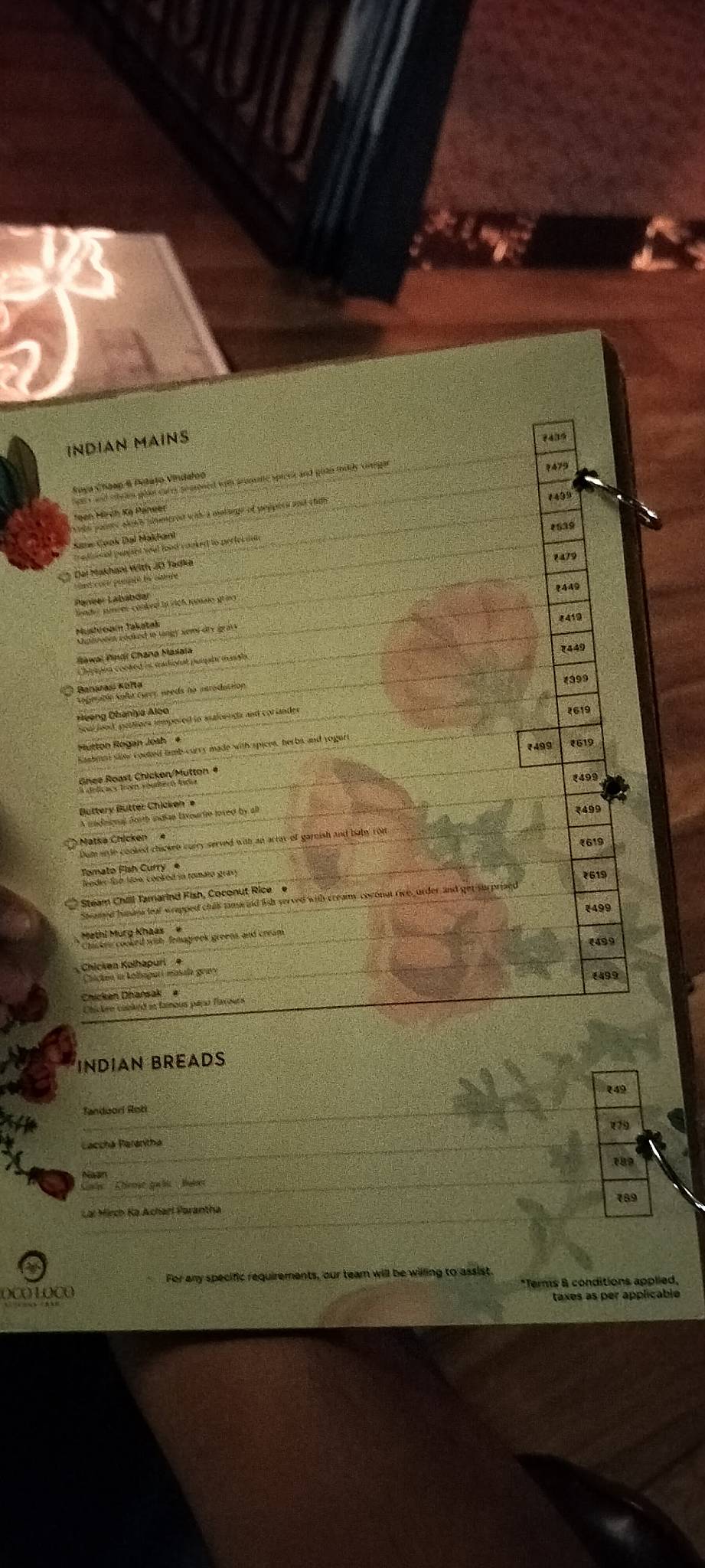 Coco Loco menu