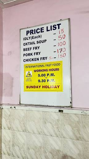 International Fast Food menu