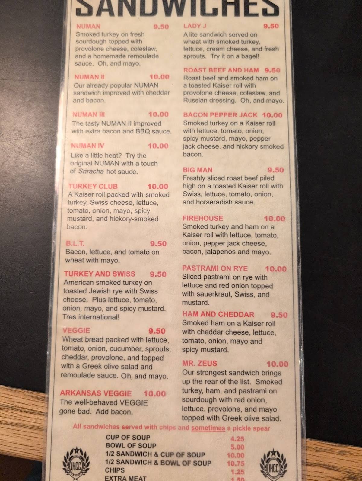 Menu at Iron Horse Coffee Company cafe, Rogers, 220 S 1st St