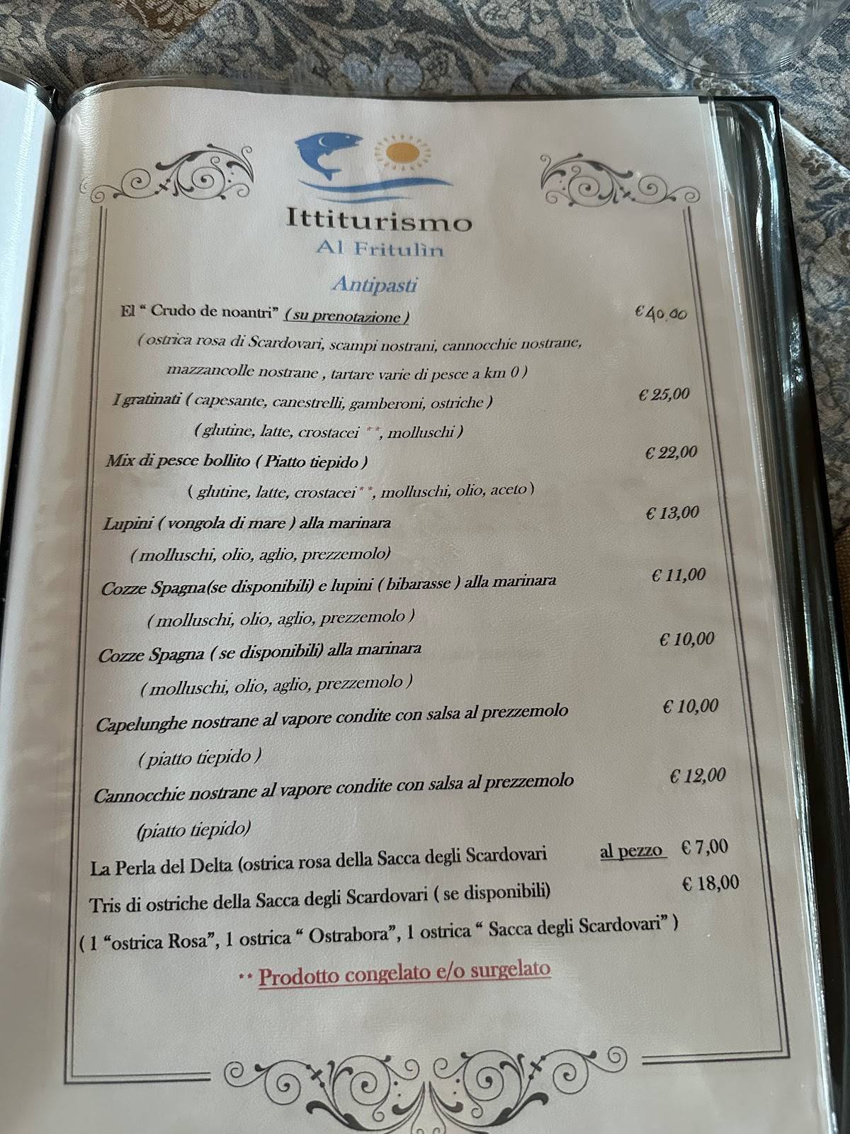 Menu di Ittiturismo "Al Fritulin" 