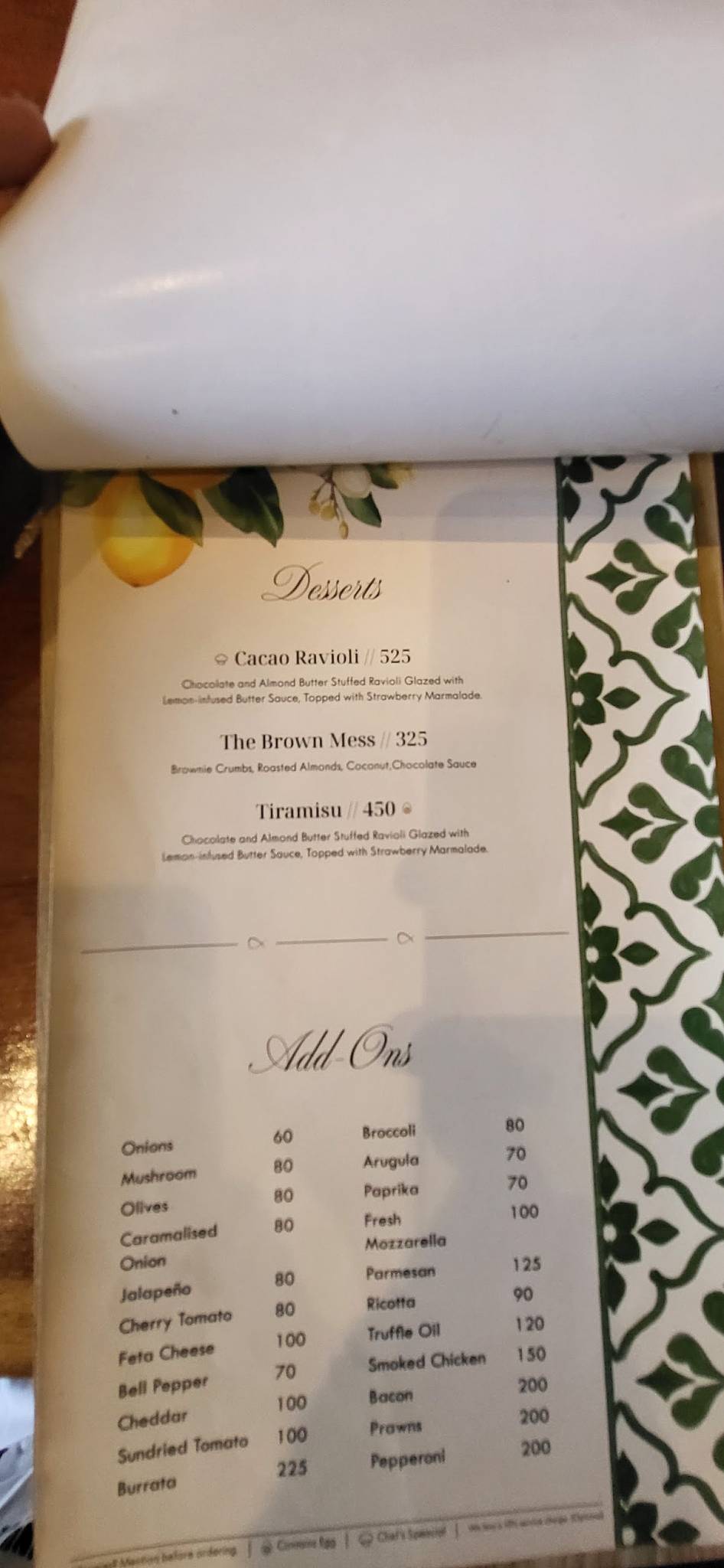 Bonkey's menu