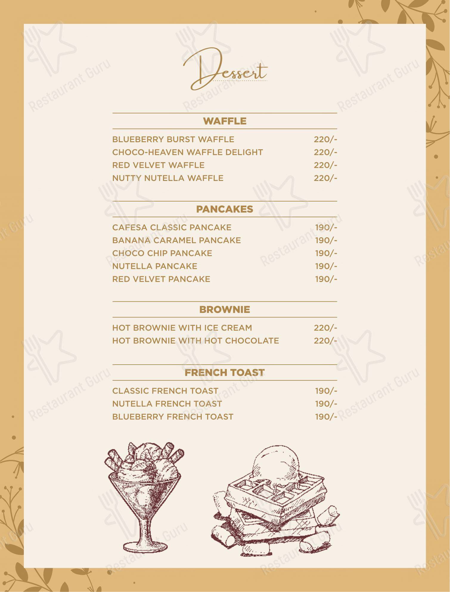 Cafesa - Pure Veg. Multi Cuisine Cafe and Restaurant menu