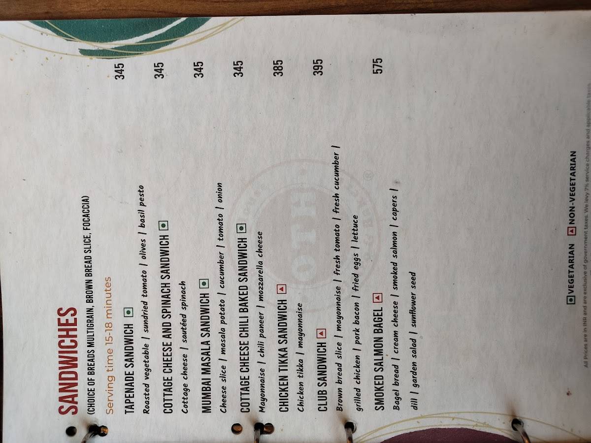 OTH Bistro & Bakers menu