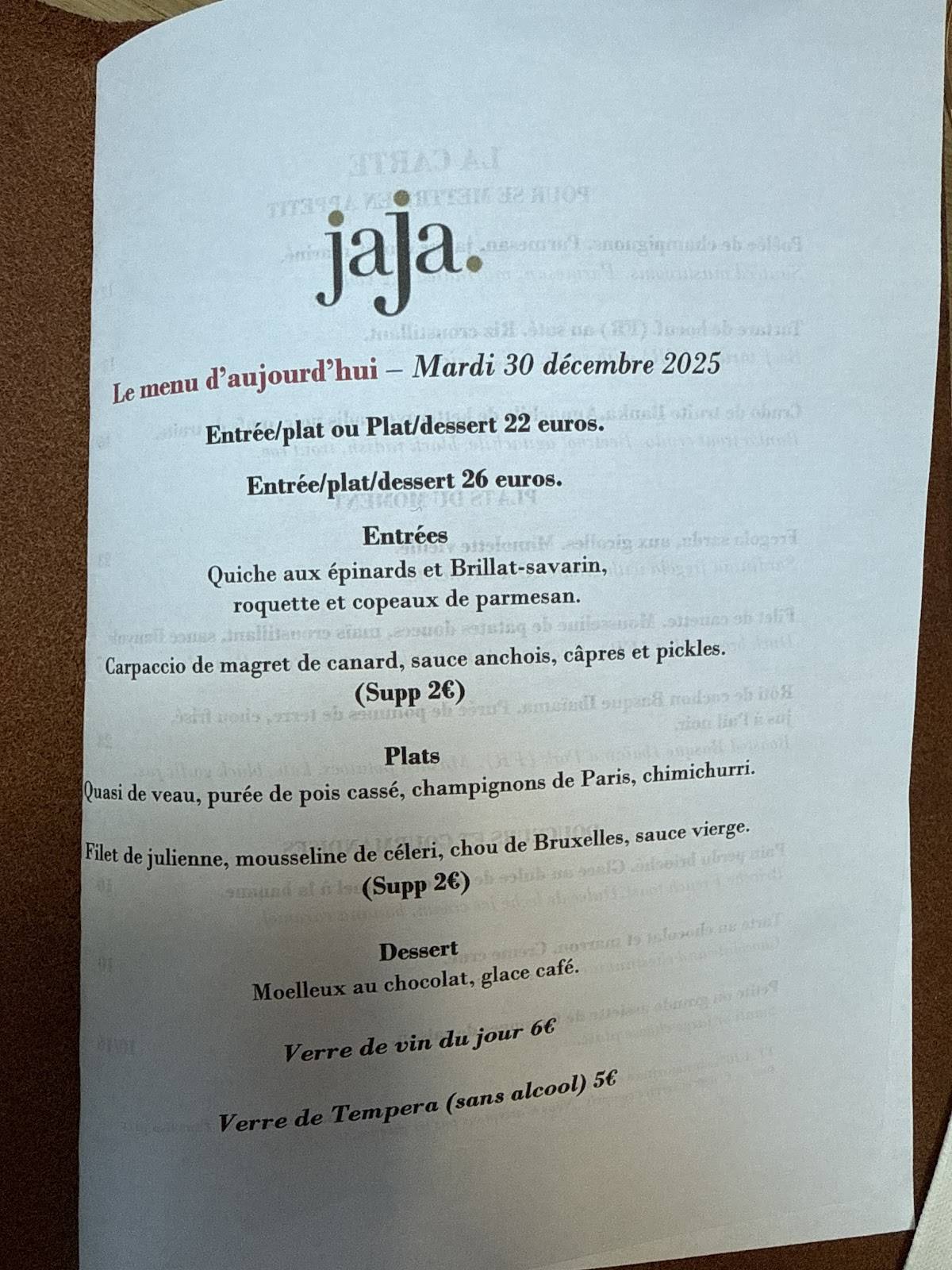 Menu de Jaja