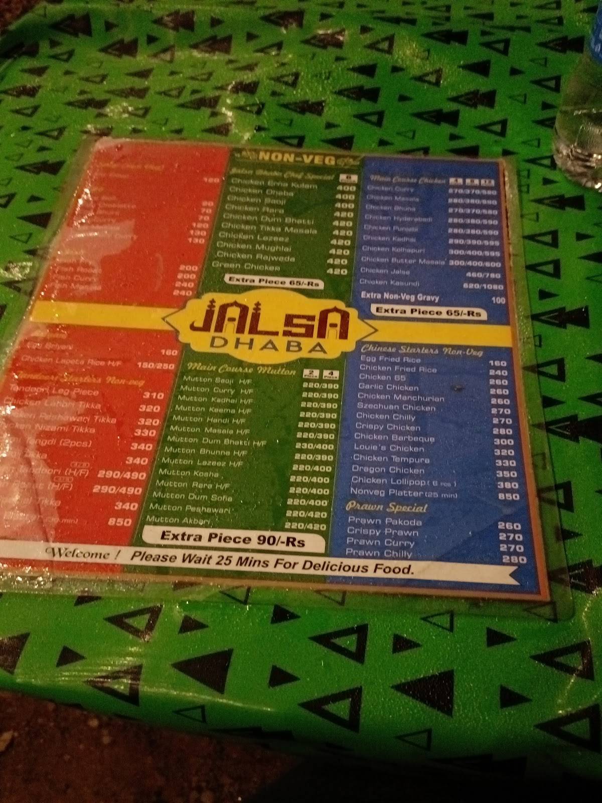 Jalsa Dhaba menu