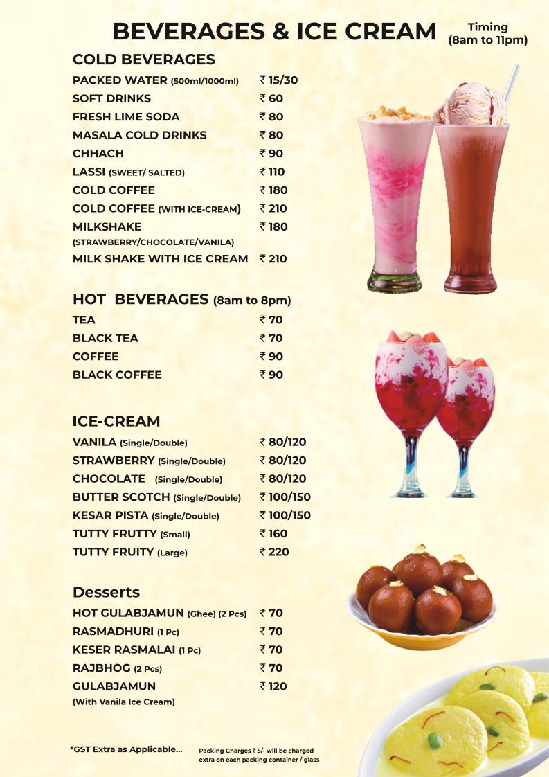 Puja Sweets, Restaurant and Party Hall menu