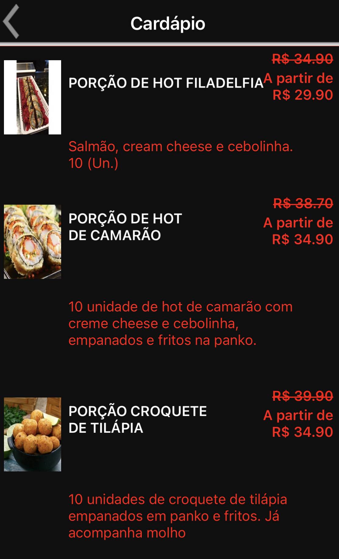 Japa Mix Express cardápio