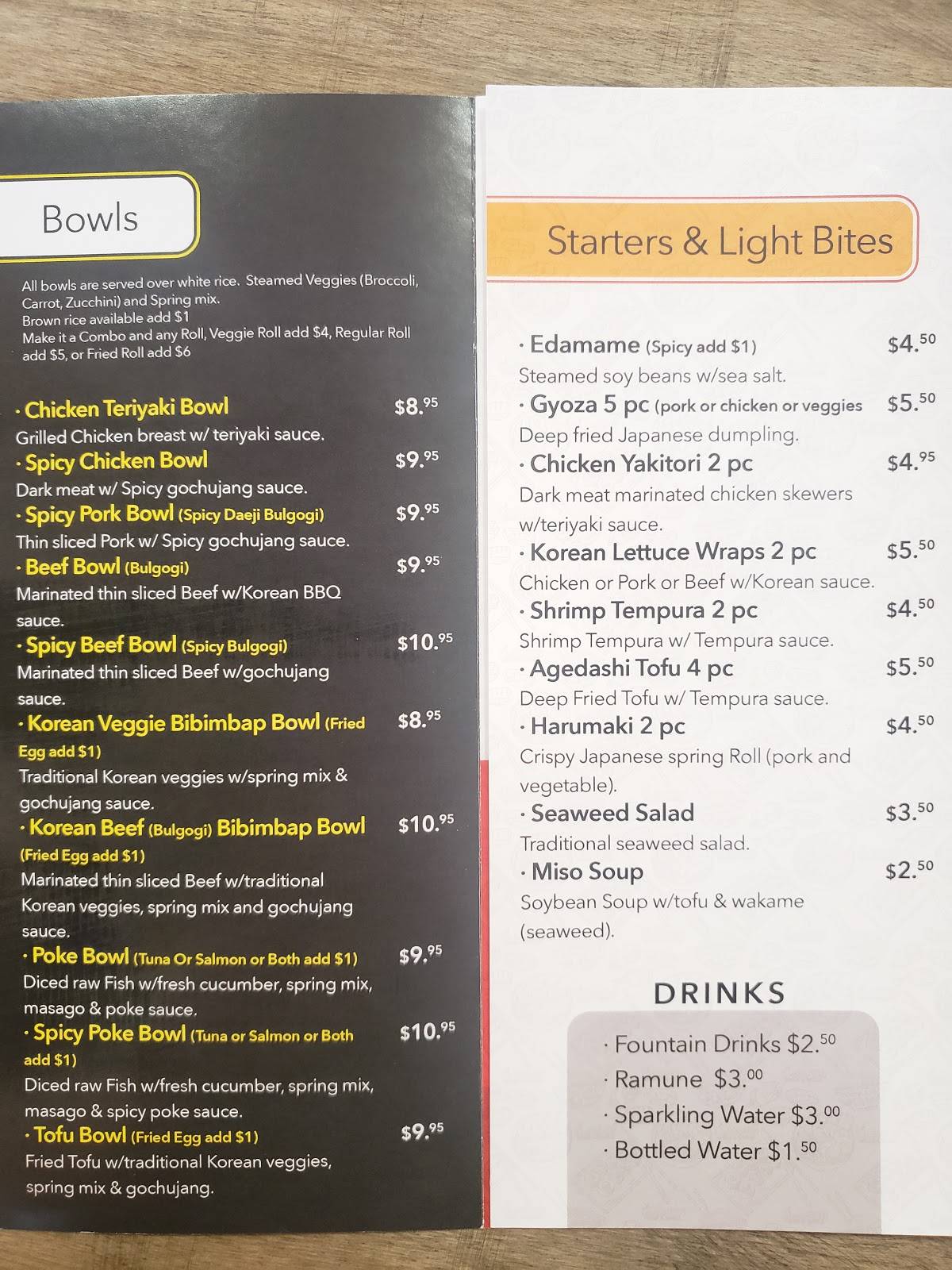 Menu at Japon Rolls & Bowls restaurant, Thornton