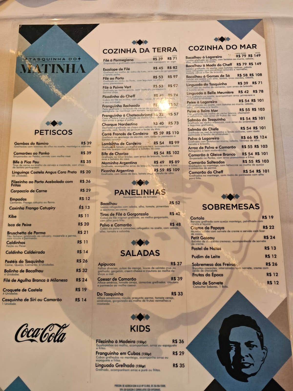 Tasquinha do Matinha cardápio