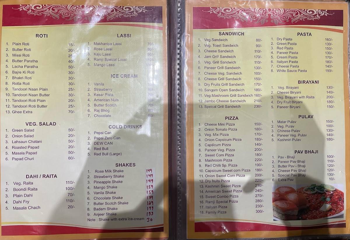 RAMJI RESTAURANT menu
